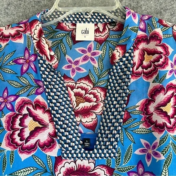 CABI Primrose Floral Tunic Dress Separate Blue Slip Size Small - Picture 6 of 12